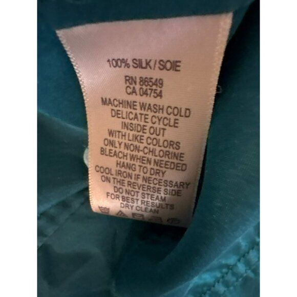 Tommy Bahama Turquoise 100% Silk Button-Up Collared Shirt M - Picture 6 of 10